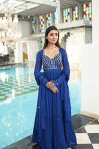 Evika - Blue Hand Embroidered Anarkali Set