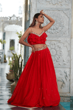 Emma - Red Hand Embroidered Lehenga Set