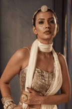 Akira - Ivory Palazzo Set with Fixed Drape and Gota Patti Detailing