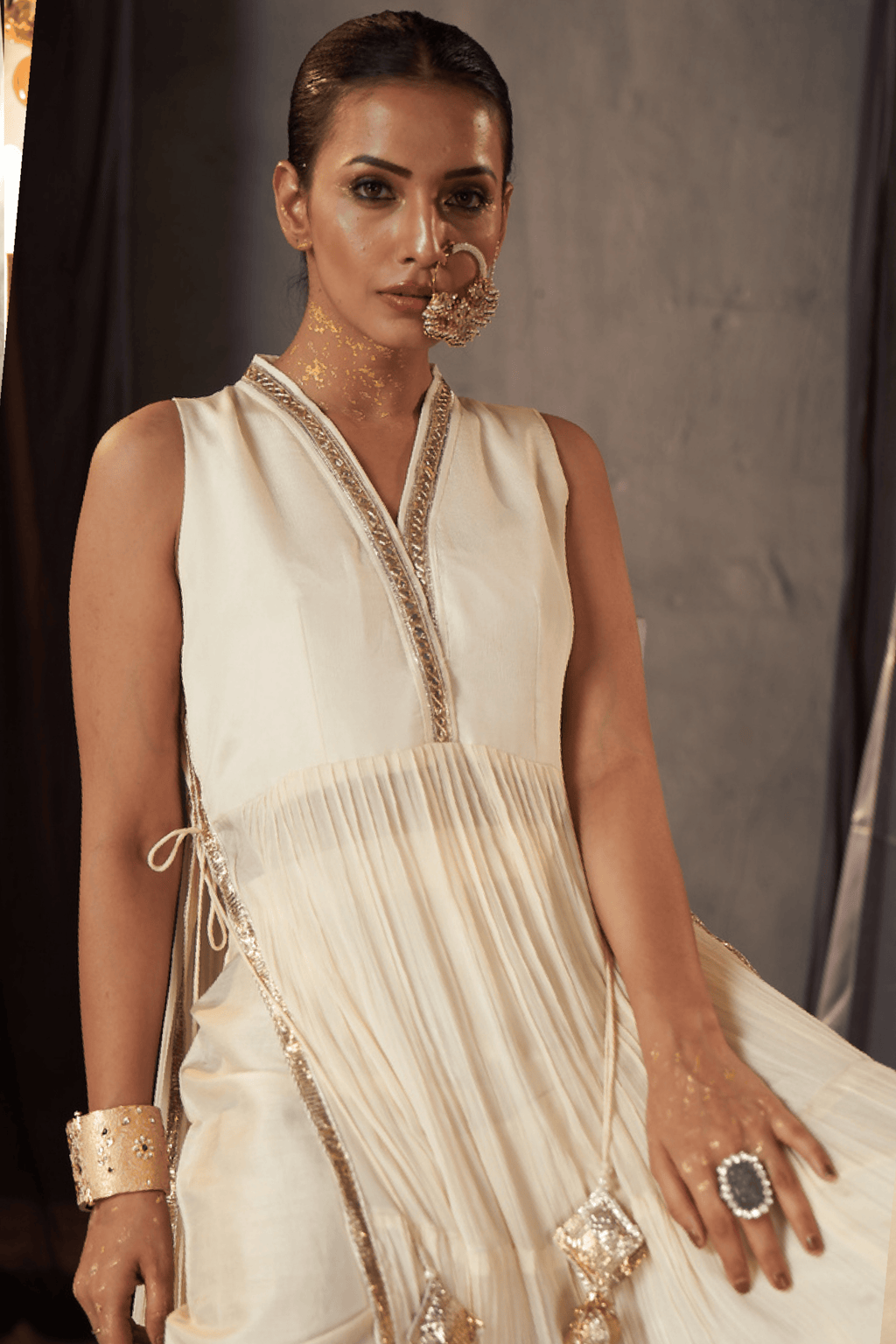 Saisha - Ivory Kurta Set with Gota Patti Detailing