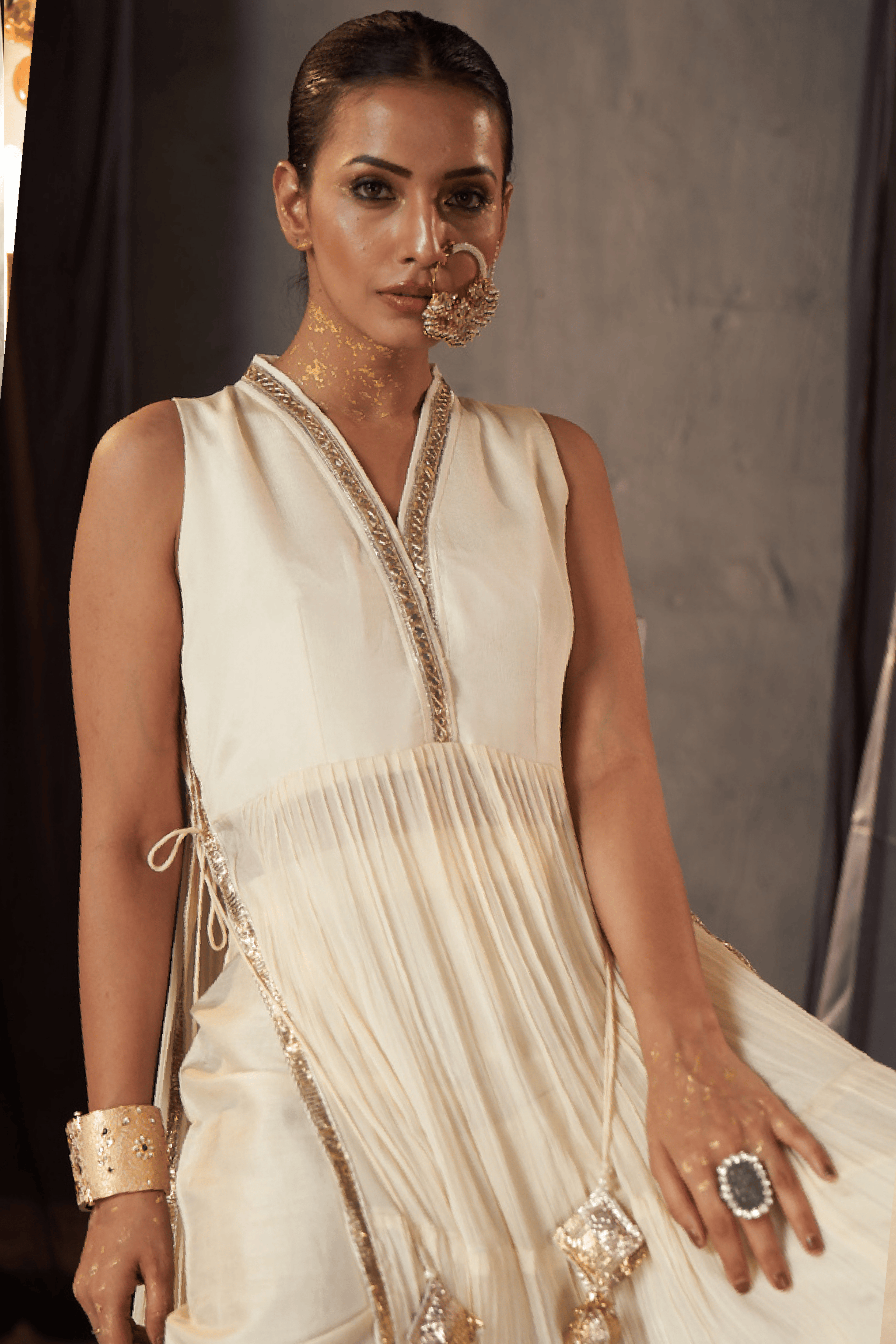 Saisha - Ivory Kurta Set with Gota Patti Detailing