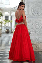 Emma - Red Hand Embroidered Lehenga Set