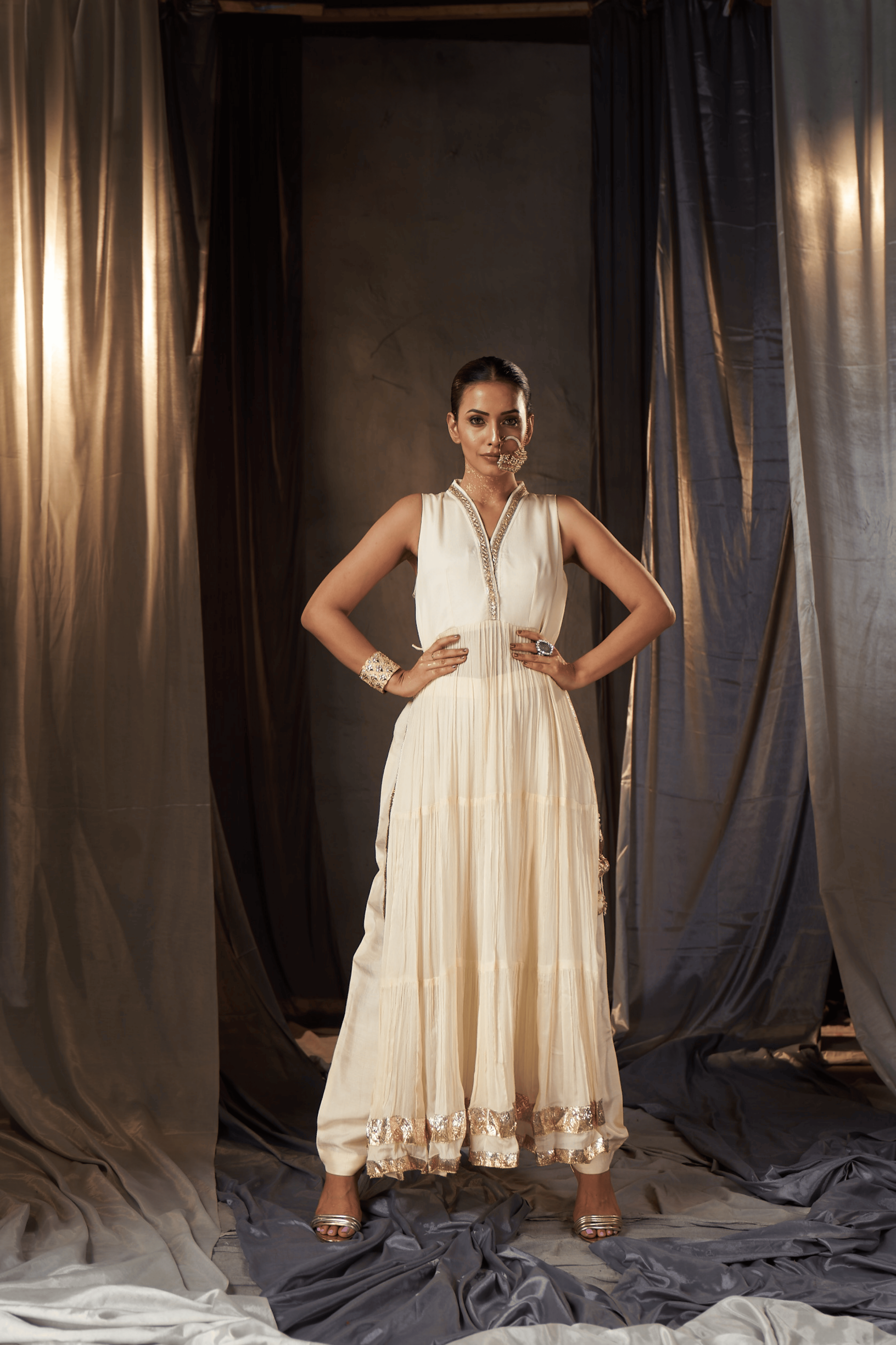 Saisha - Ivory Kurta Set with Gota Patti Detailing