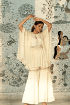 Eyana - Ivory Hand Embroidered Sharara Set