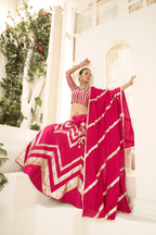 Anvika - Rose Pink Lehenga Set with Gota Patti Detailing
