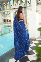 Anaita - Blue Hand Embroidered Saree