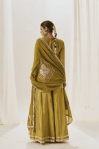 Tasneem - Olive Green Palazzo Set with Gota Patti Detailing