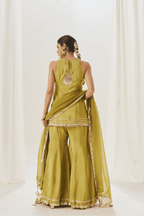Mahzarin - Olive Green Sharara Set with Gota Patti Detailing