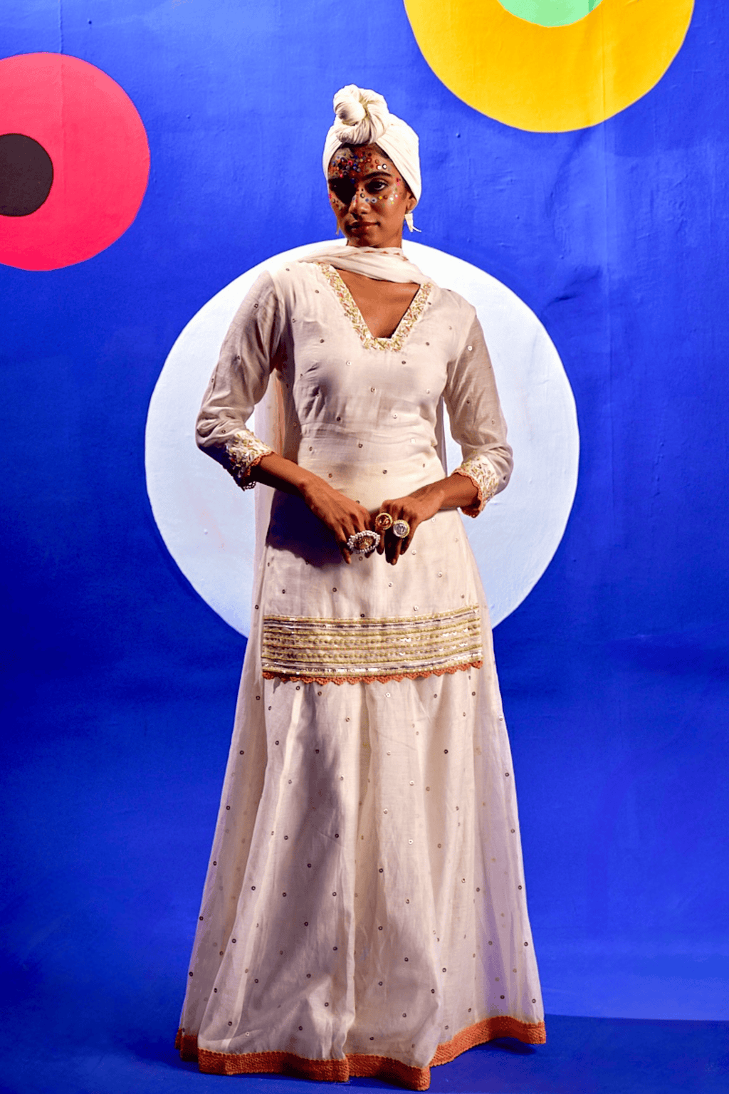 Ivory Echo - Ivory Hand Embroidered Palazzo Set