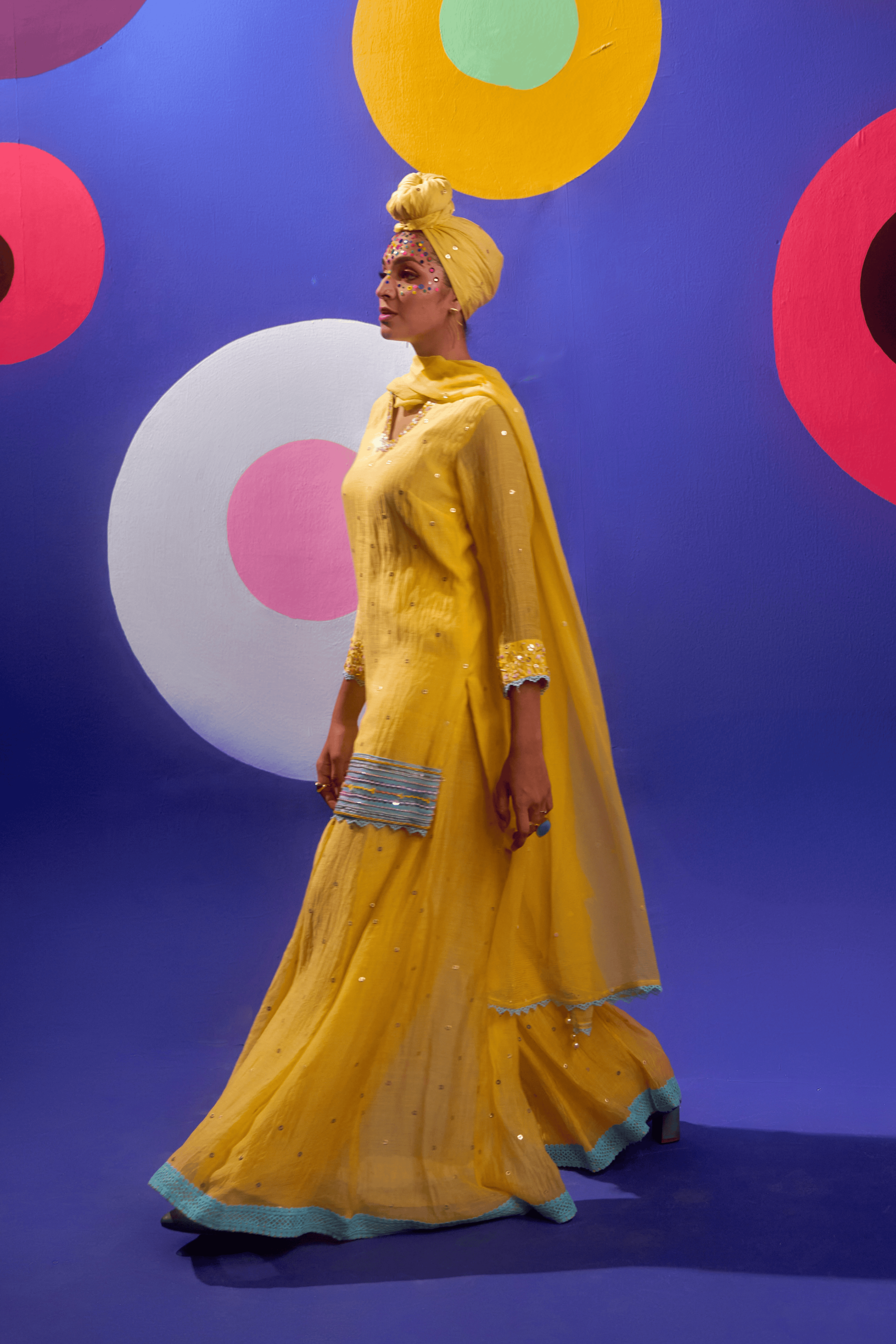 Lemon Haze - Lemon Yellow Hand Embroidered Palazzo Set
