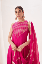 Naaznin - Rose Pink Anarkali Set with Gota Patti Detailing