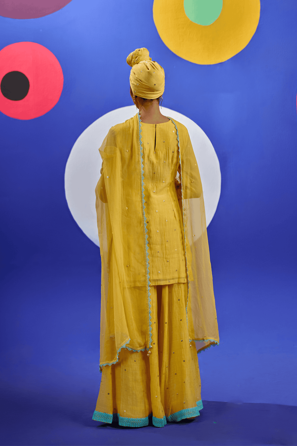 Lemon Haze - Lemon Yellow Hand Embroidered Palazzo Set