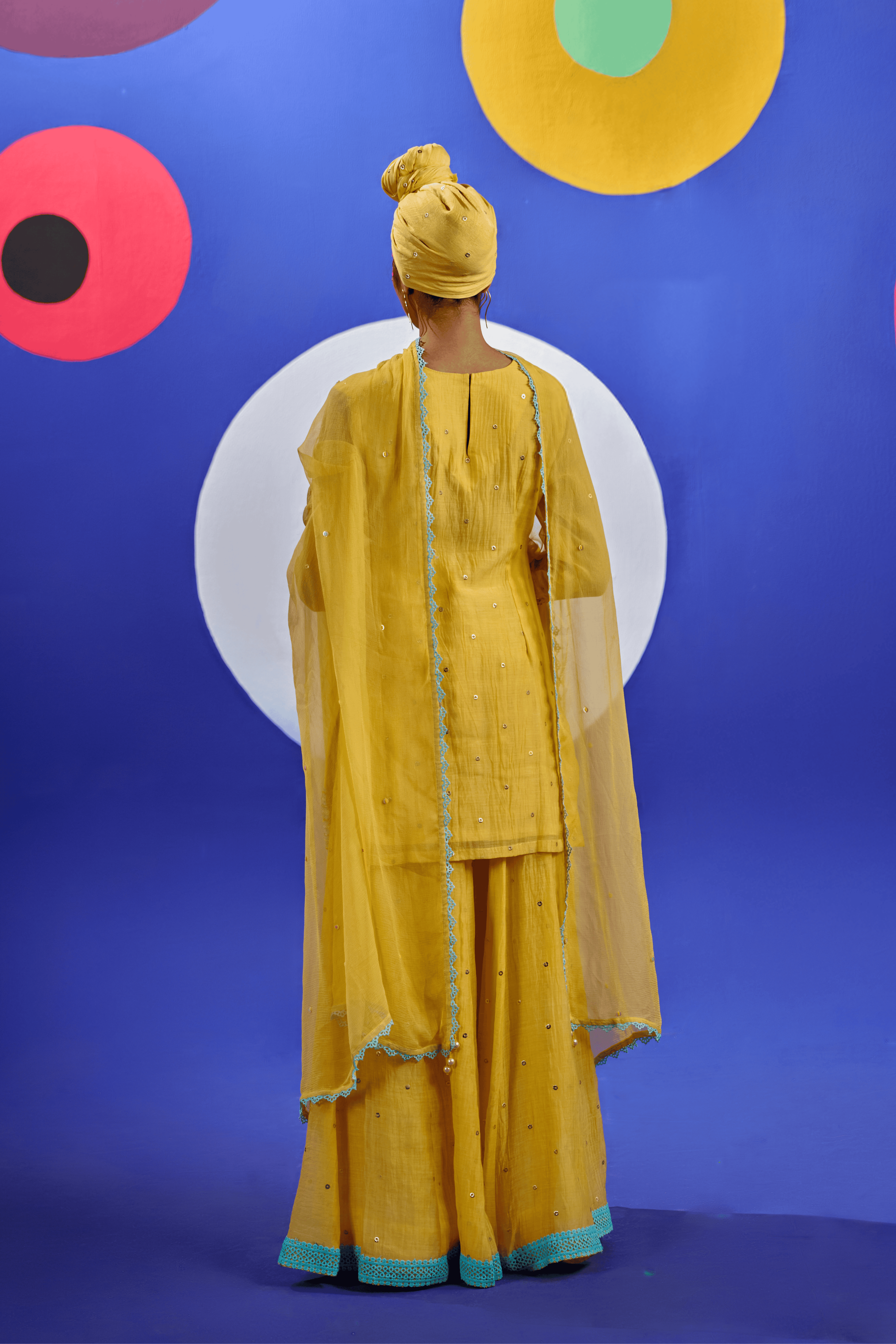 Lemon Haze - Lemon Yellow Hand Embroidered Palazzo Set