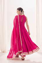 Naaznin - Rose Pink Anarkali Set with Gota Patti Detailing