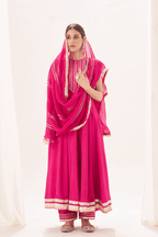 Naaznin - Rose Pink Anarkali Set with Gota Patti Detailing