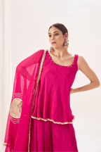 Anahita - Rose Pink Palazzo Set Gota Patti Detailing
