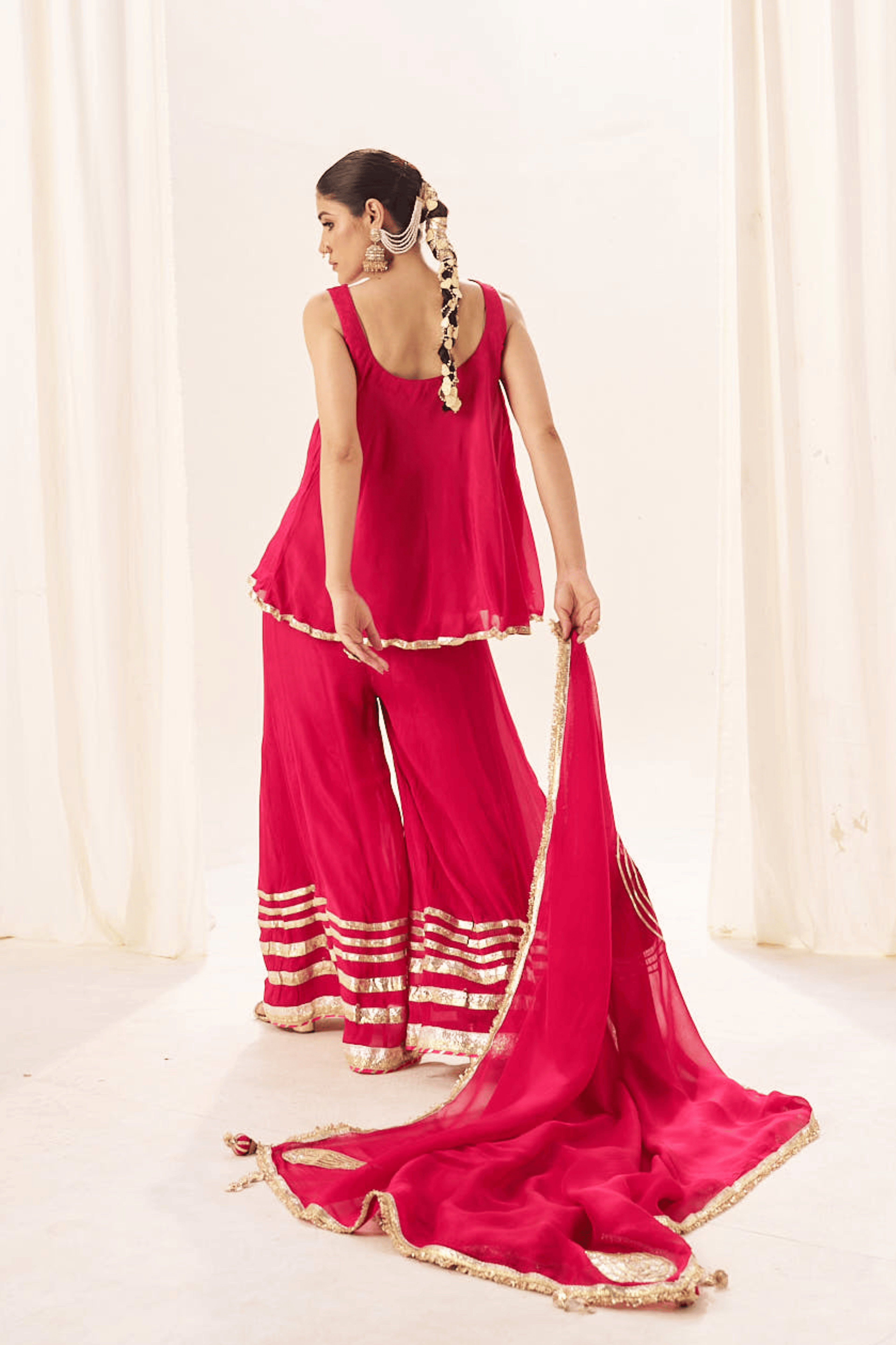 Anahita - Rose Pink Palazzo Set Gota Patti Detailing