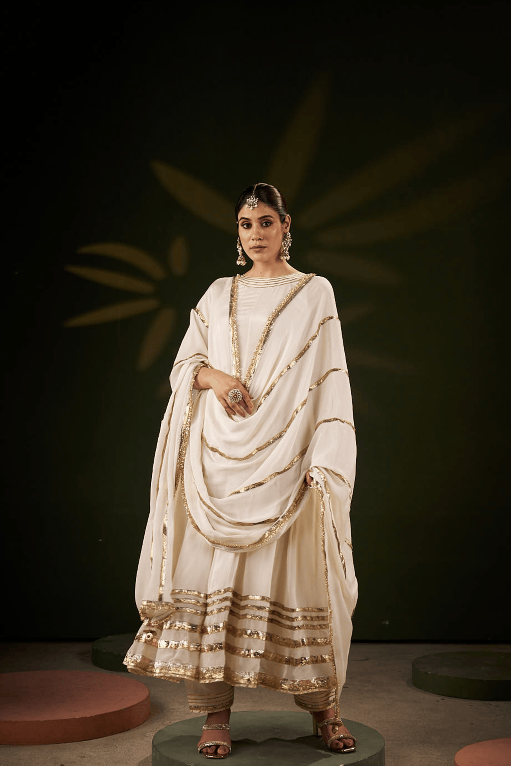 Rohana - Ivory Anarkali Set with Gota Patti Detailing