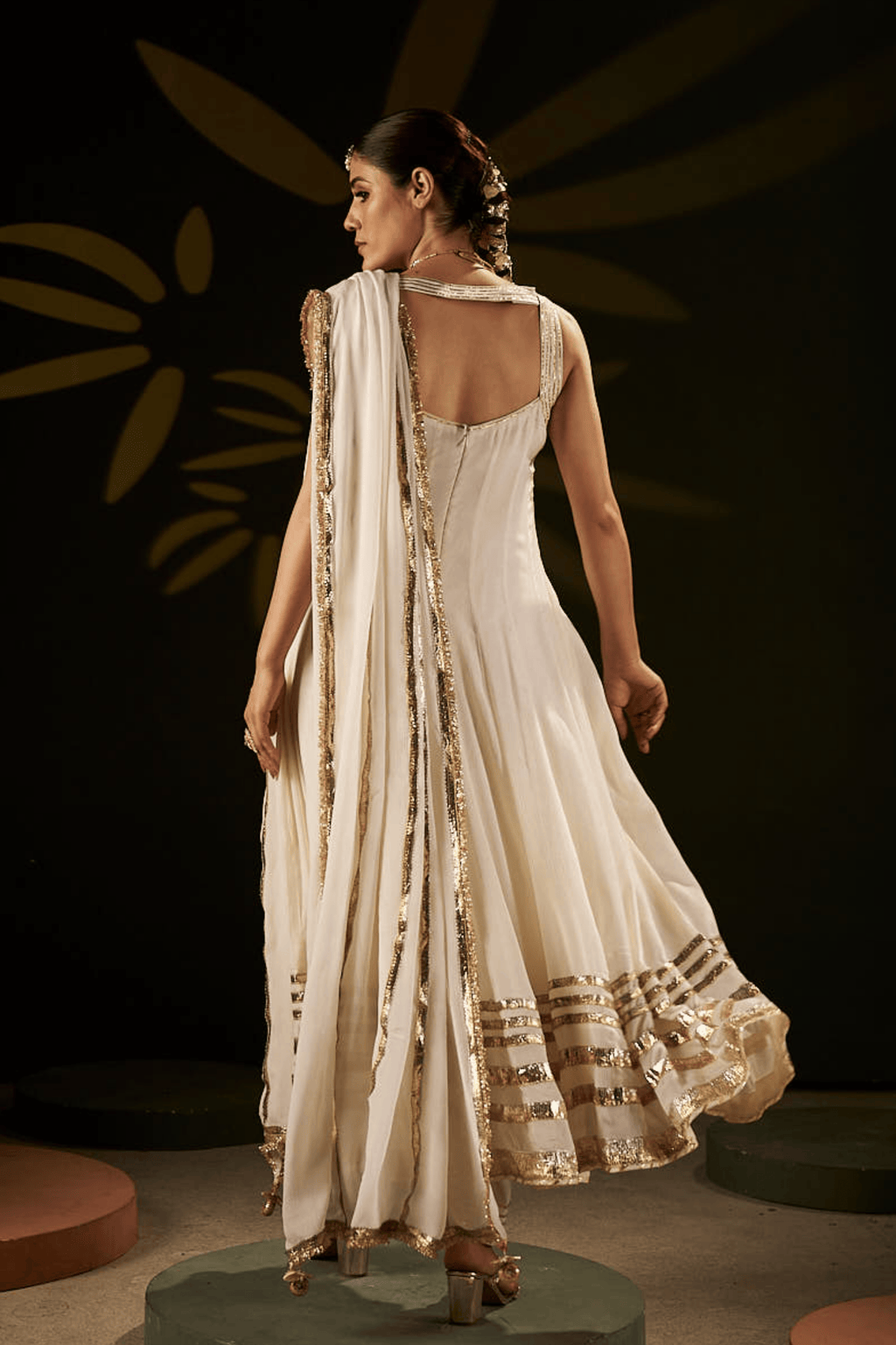 Rohana - Ivory Anarkali Set with Gota Patti Detailing