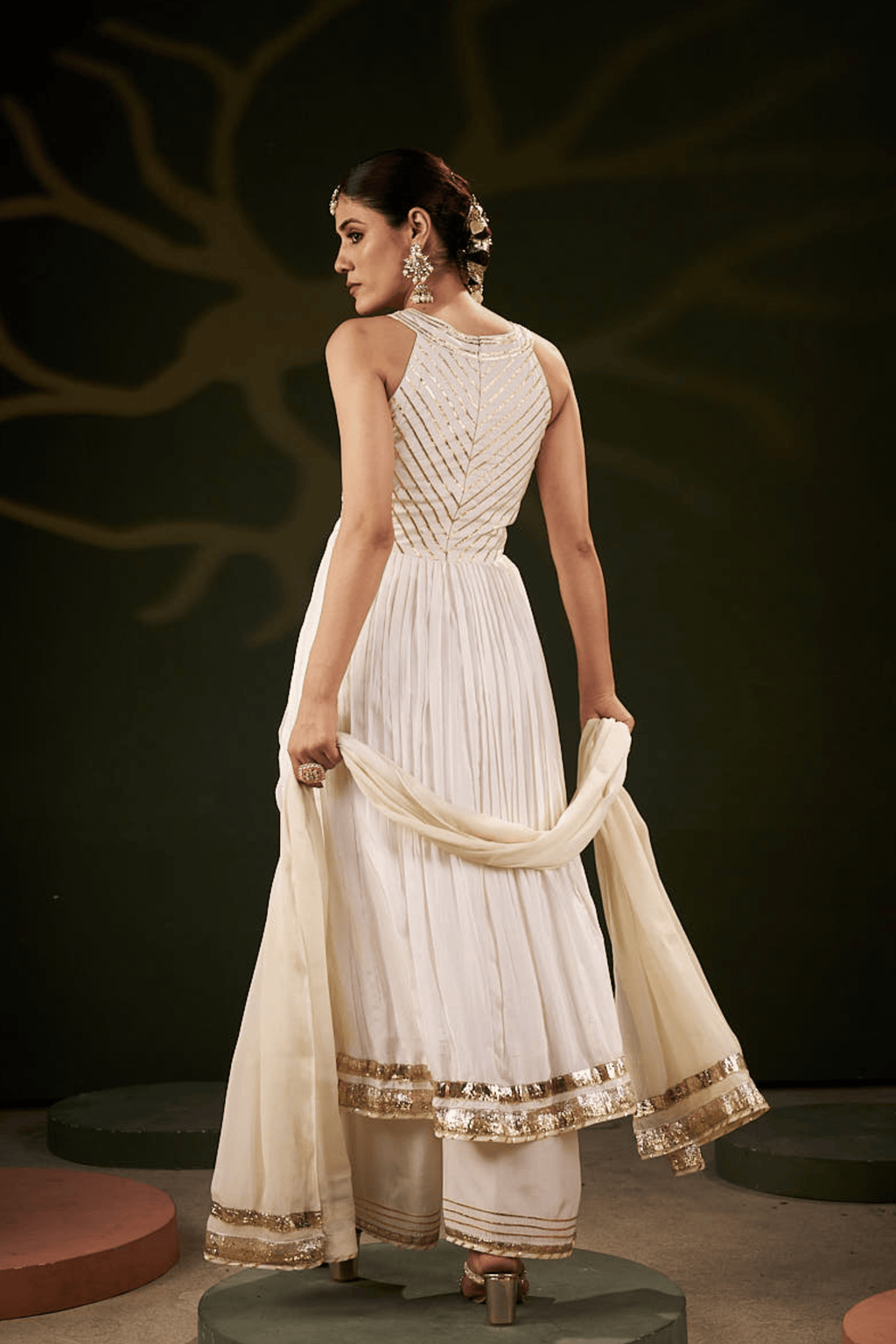 Rafiya - Ivory Anarkali Set with Gota Patti Detailing