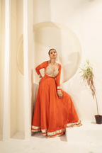 Ahana - Burnt Orange Anarkali Set with Gota Patti Detailing