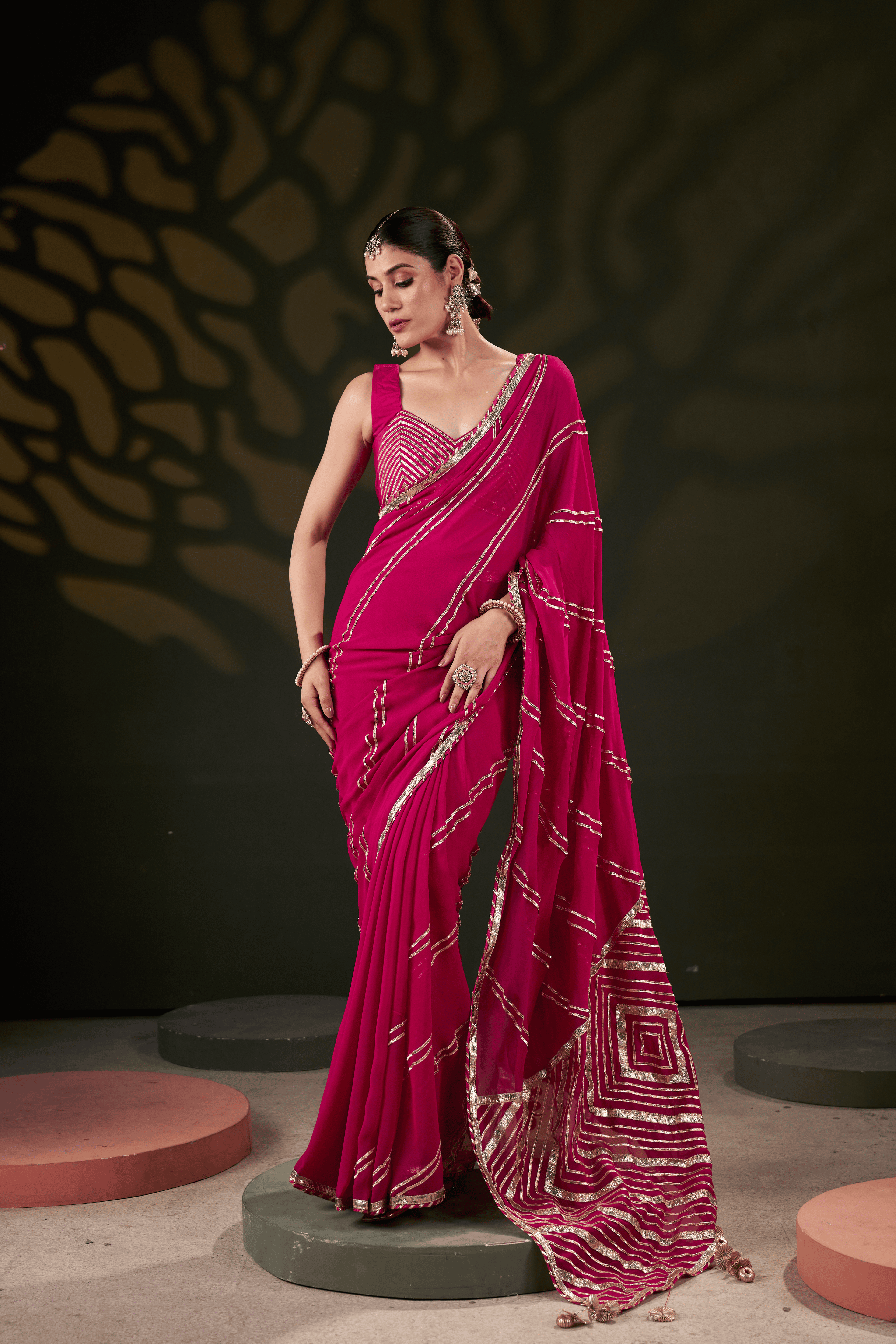 Nooriya - Rose Pink Saree with Gota Patti Detailing