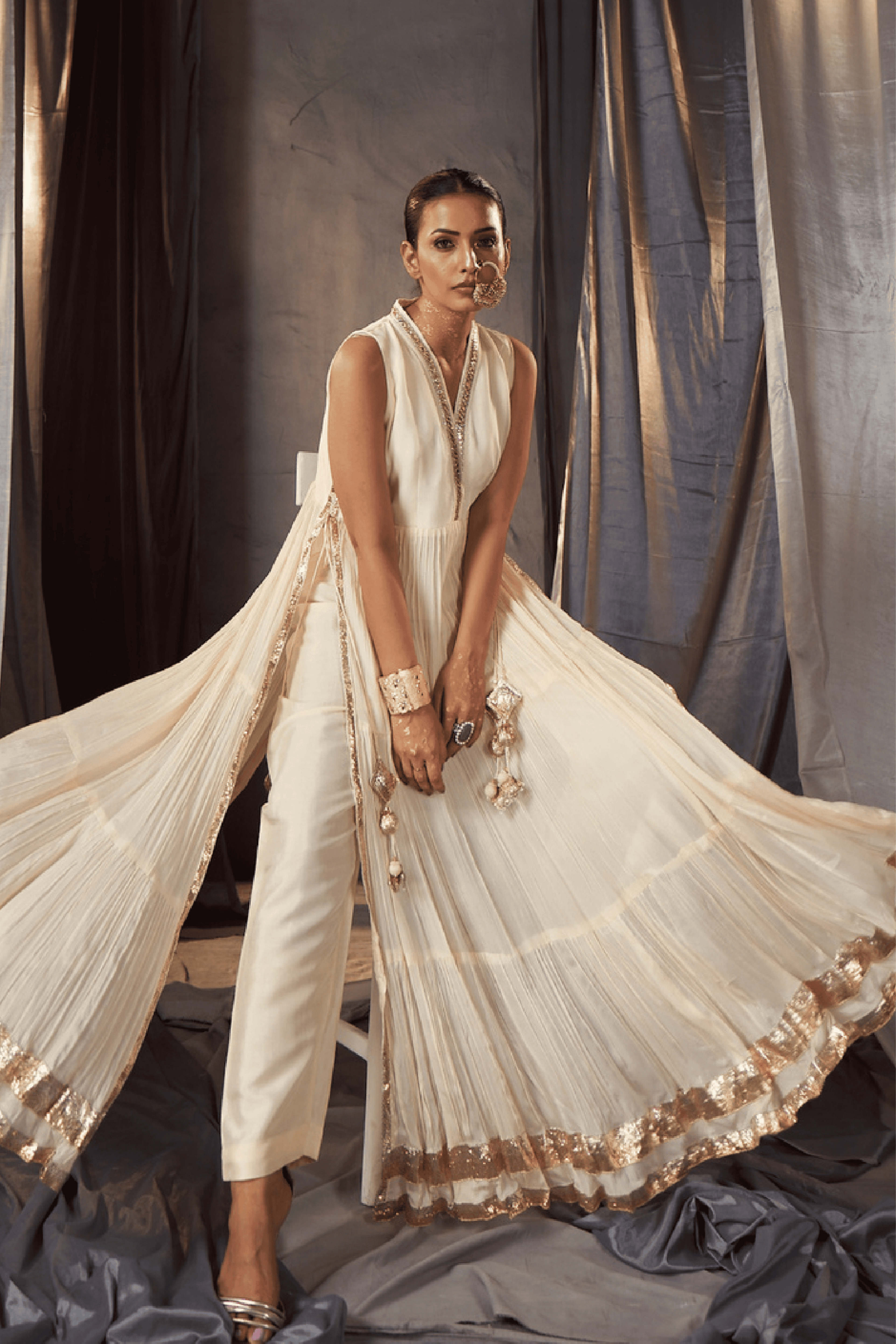 Saisha - Ivory Kurta Set with Gota Patti Detailing