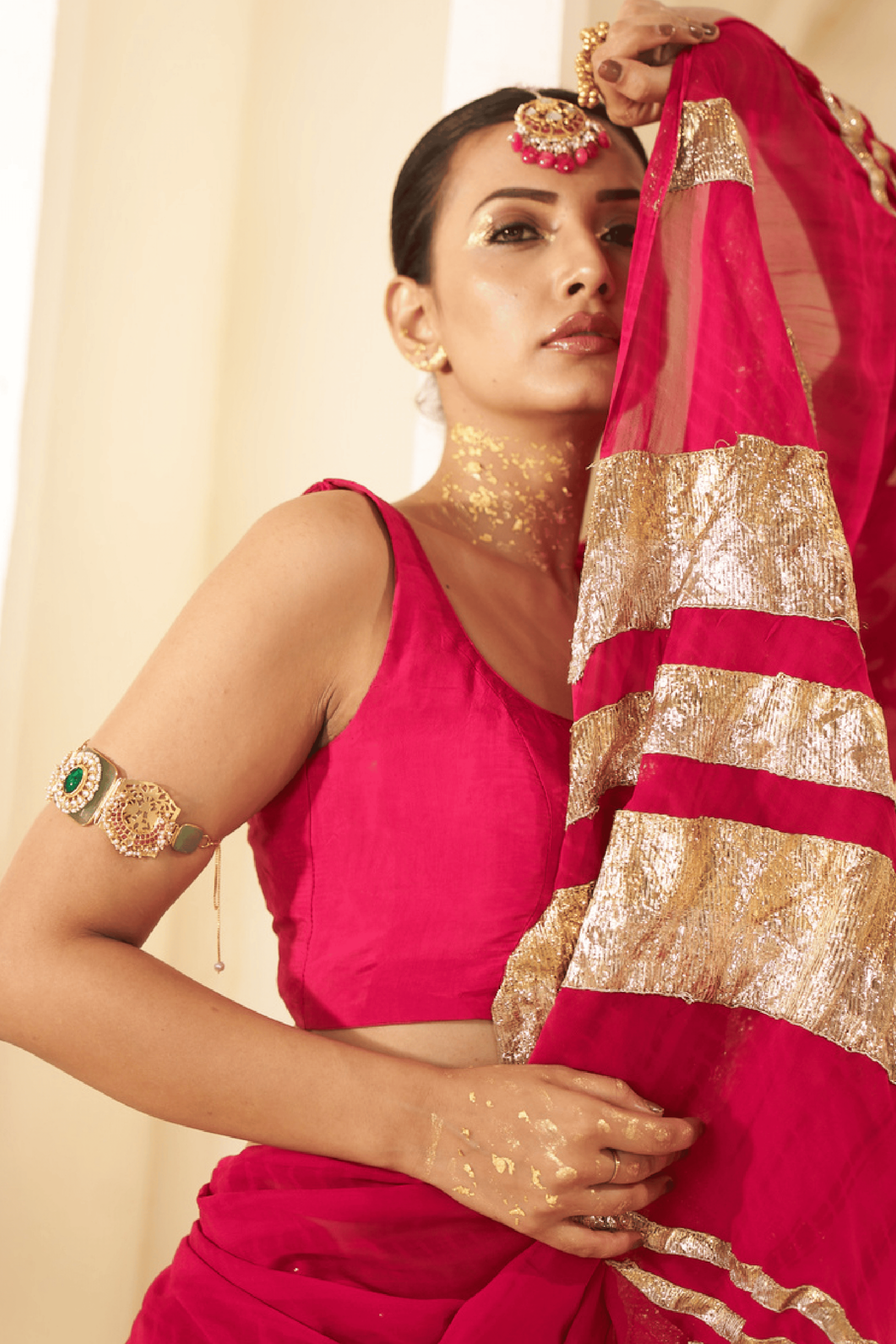 Mahira - Rose Pink Saree with Gota Patti Detailing