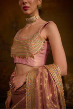 Naad Tambra - Blush Kanjivaram Tissue Saree with Tanchoi Silk Blouse