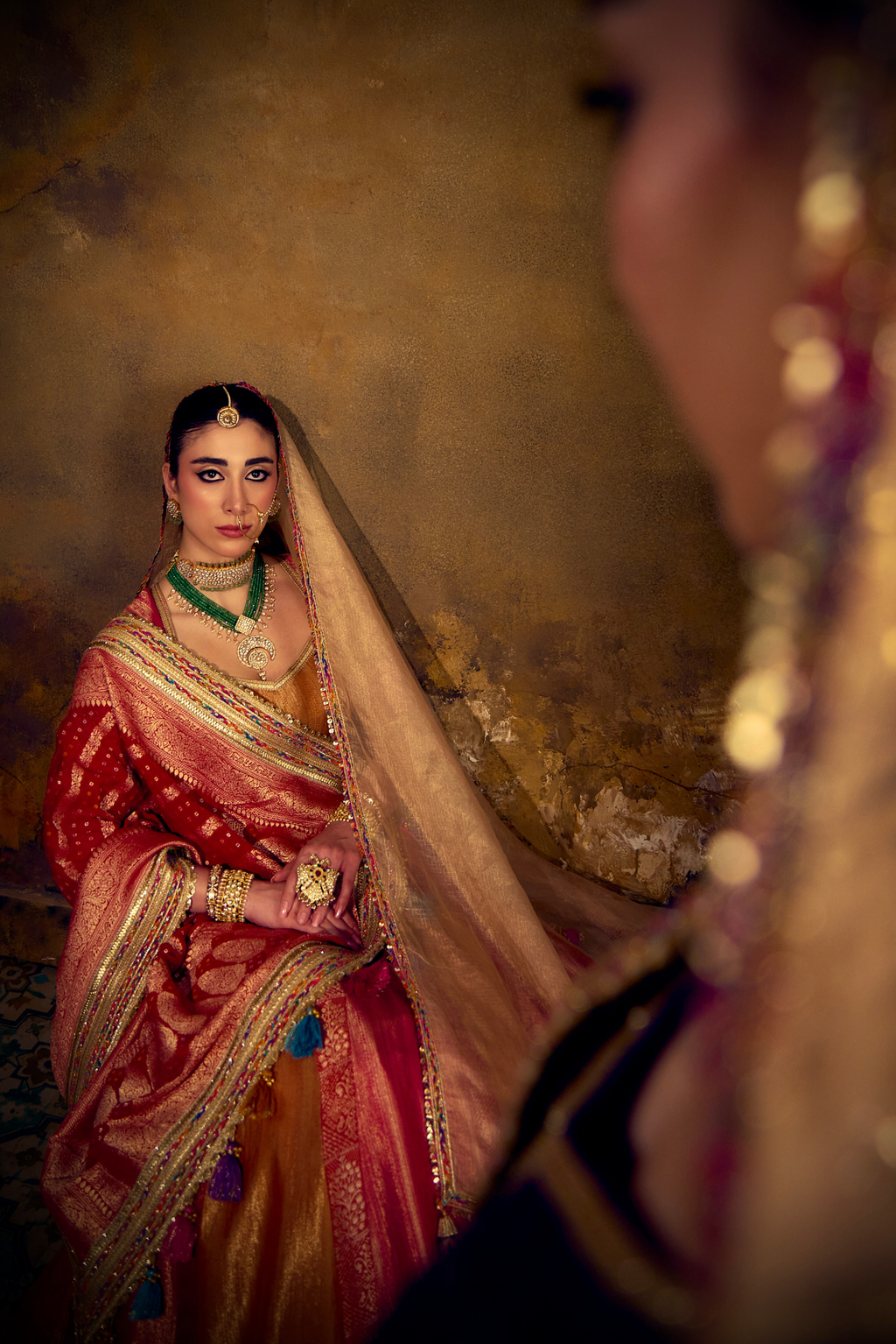 Naad Saubhagya- Multi Colour Lehenga with Elbow Sleeves Blouse and Dupatta