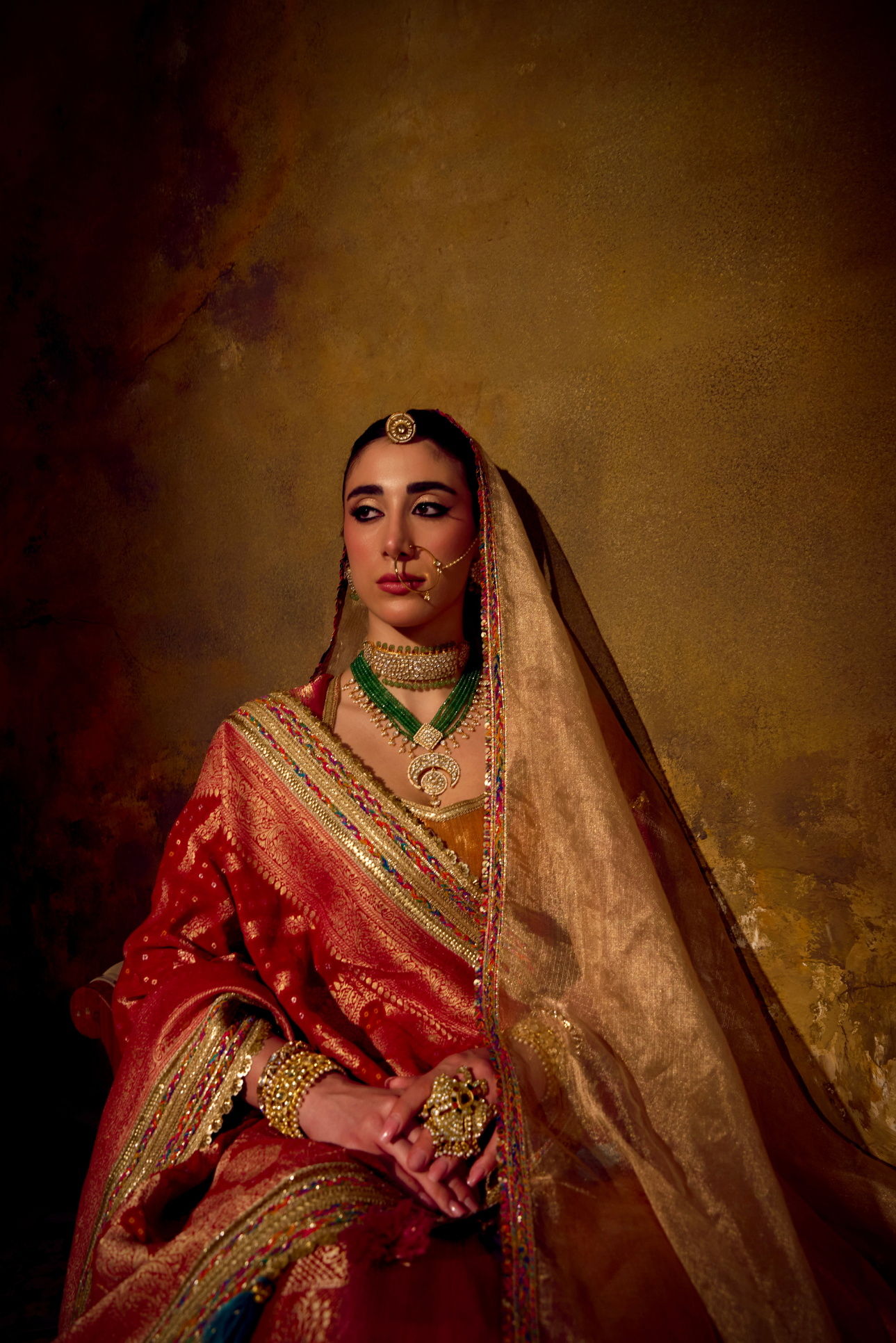 Naad Saubhagya- Multi Colour Lehenga with Elbow Sleeves Blouse and Dupatta