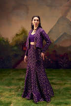 Naad Aanya -Purple Jacket Set with Fishcut Lehenga
