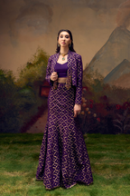 Naad Aanya -Purple Jacket Set with Fishcut Lehenga