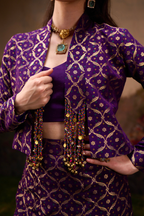 Naad Aanya -Purple Jacket Set with Fishcut Lehenga