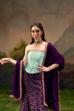 Naad Reet- Purple Fishcut Lehenga Set with Aqua Blue Corset