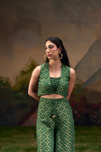 Naad Yuva - Green Palazzo Set with Tie up Jacket