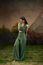Naad Yuva - Green Palazzo Set with Tie up Jacket