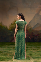 Naad Rajeshwari- Green Skirt Set with Cap Sleeves Top