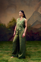 Naad Vriksha -Green Palazzo Set with Vest