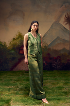 Naad Vriksha -Green Palazzo Set with Vest