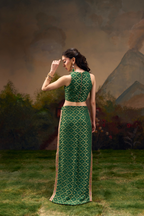 Naad Dhwani- Olive Green Straight Skirt and Top Set