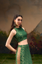 Naad Dhwani- Olive Green Straight Skirt and Top Set