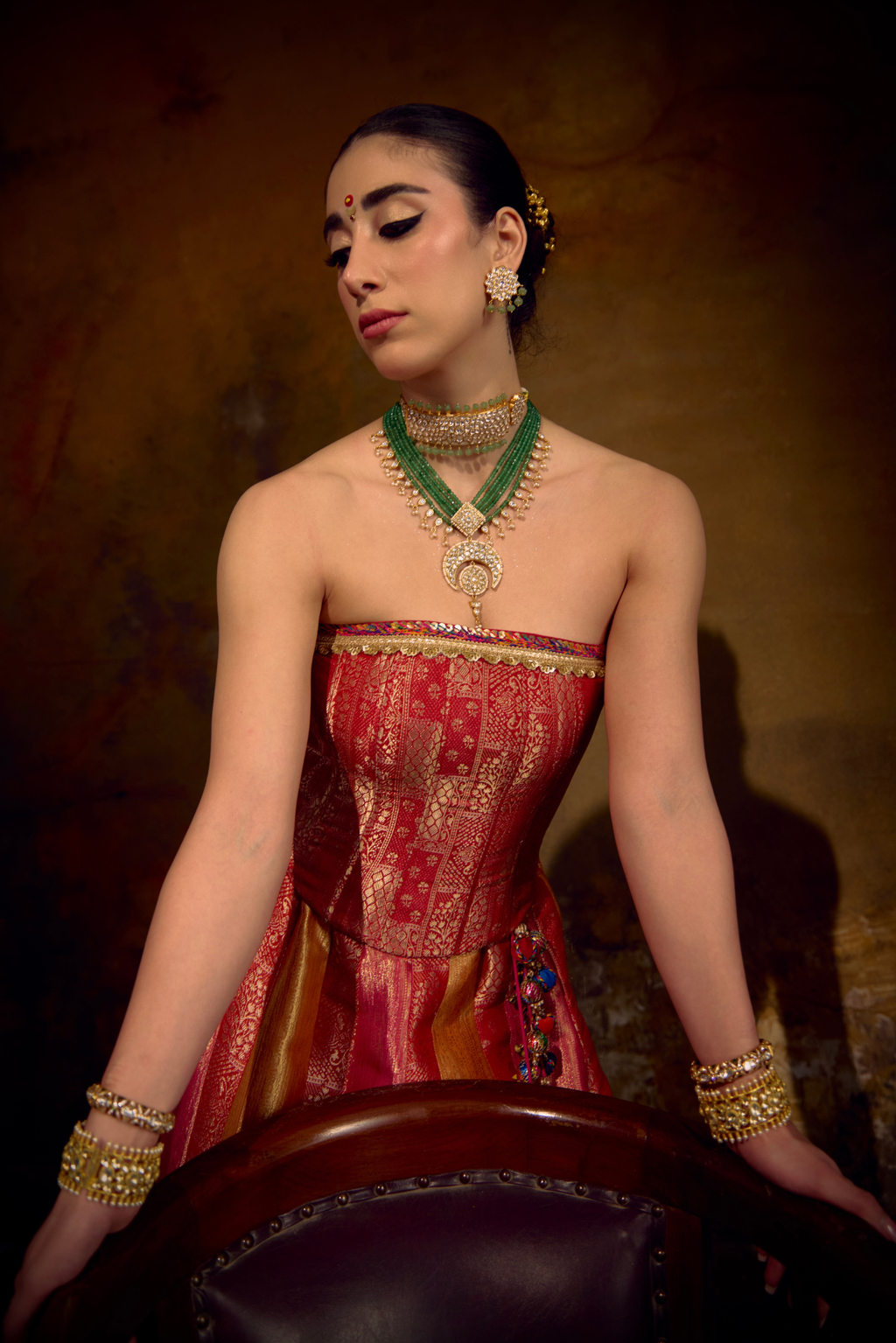 Naad Surya- Jewelled Tones Multi Colour Lehenga with Corset and Ghunghroo Jaal