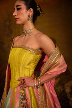 Naad Indradhanush- Pastel Tones Multi Colour Lehenga with Corset and Ghunghroo Jaal