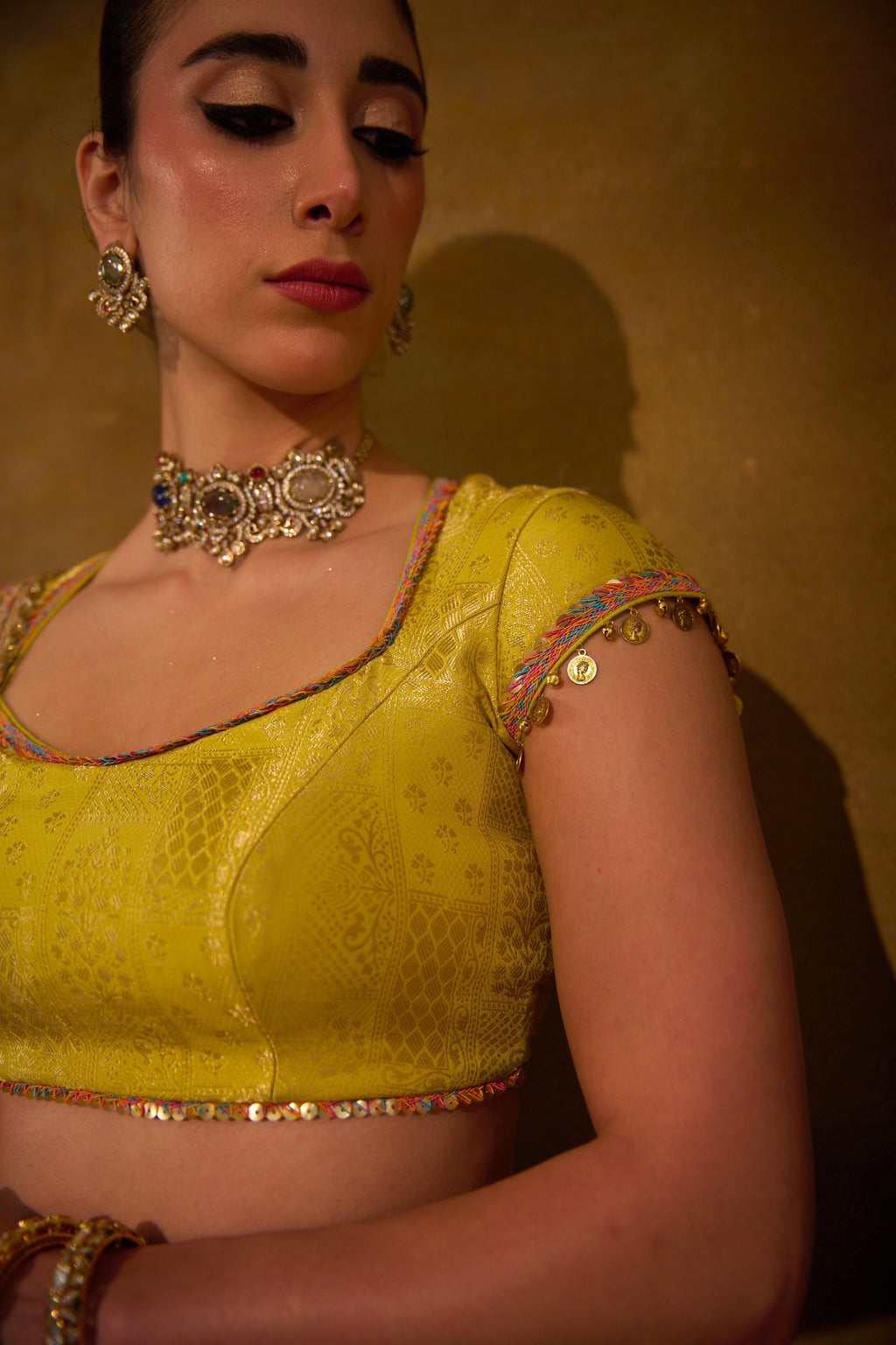 Naad Pari- Pastel Tones Multi Colour Lehenga with Cap Sleeves blouse and Dupatta