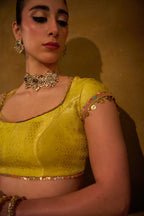 Naad Pari- Pastel Tones Multi Colour Lehenga with Cap Sleeves blouse and Dupatta