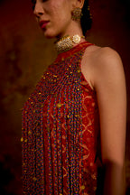 Naad Jwala - Red Palazzo Set with Tassle Detailing