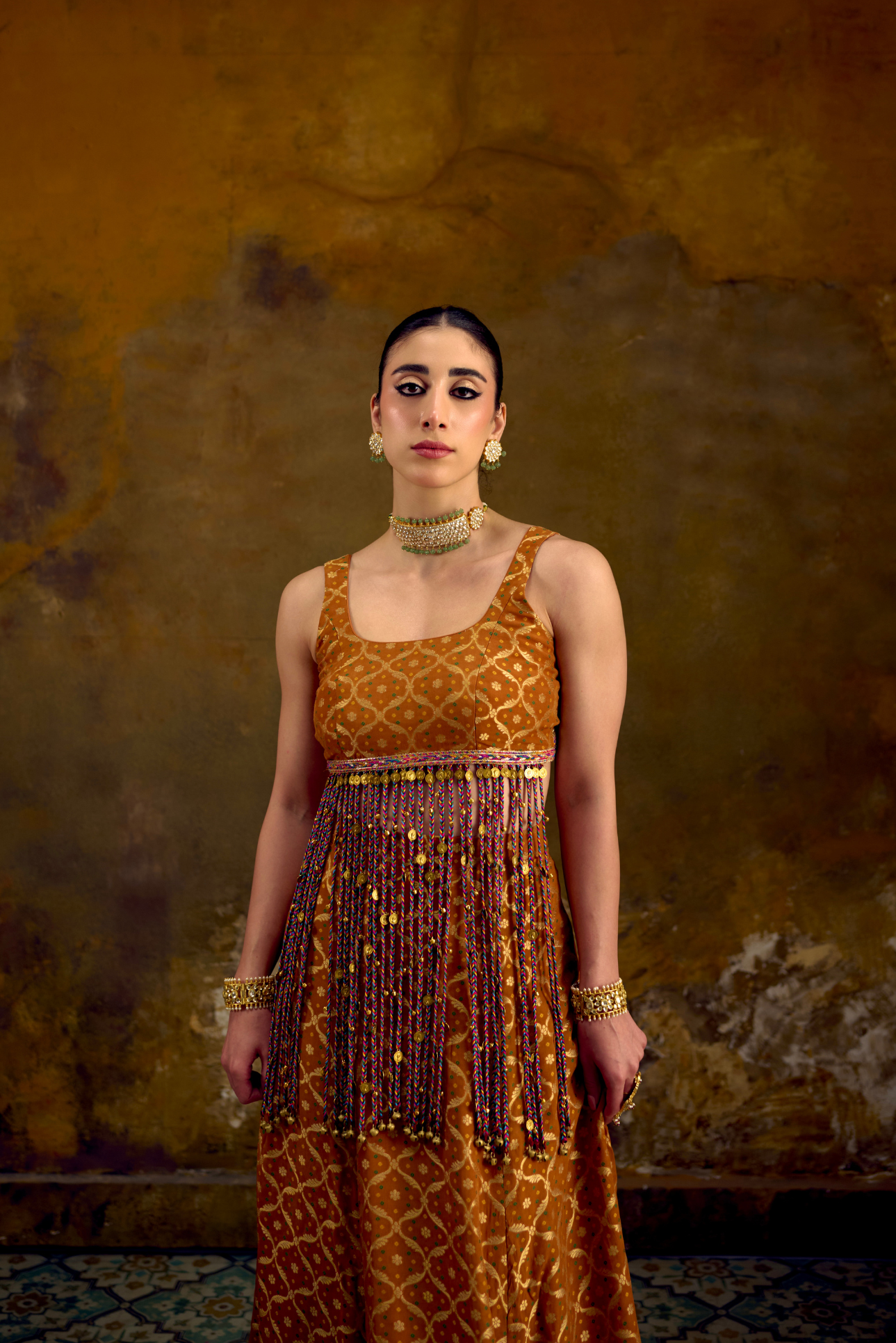 Naad Agni- Mustard Lehenga with Tassle Detailing