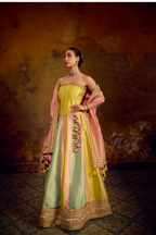Naad Indradhanush- Pastel Tones Multi Colour Lehenga with Corset and Ghunghroo Jaal