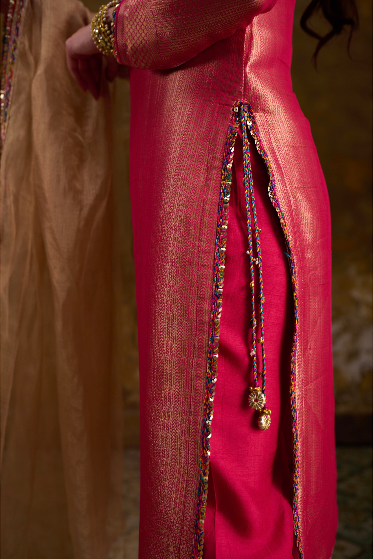 Naad Rupak - Pink Kurta Set with Pant and Dupatta